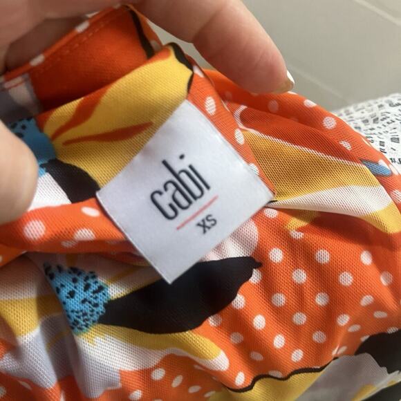 CABI Skirt size Extra Small Orange Yellow Floral Knee Wrap Ruffle Wedding Cruise - Picture 9 of 9